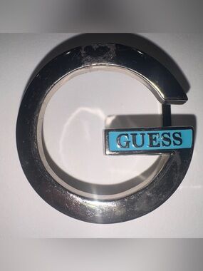 Guess Silver G Logo Buckle with Turquoise Accent